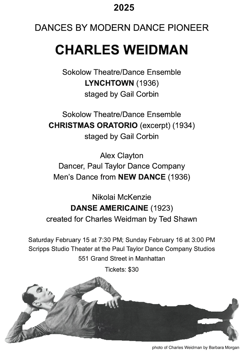 Postcard information for program: Dances by Charles Weidman